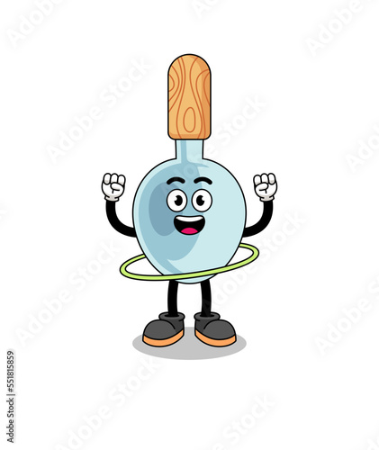 Character Illustration of cooking spoon playing hula hoop