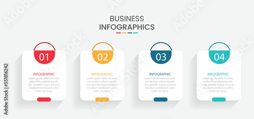 Vector infographic thin line template. Business concept design with icons and 4 options or steps.