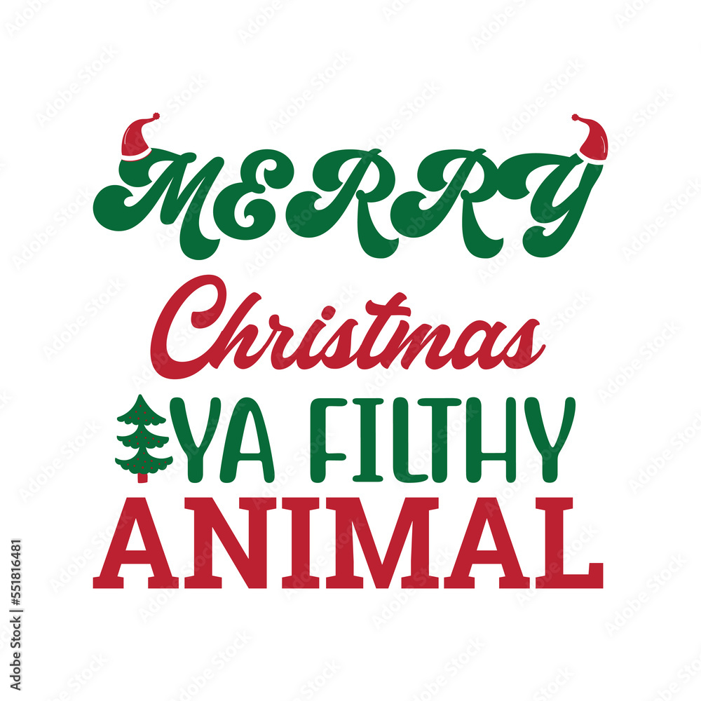 Fototapeta premium Christmas T-Shirt Typography SVG Design Vector File