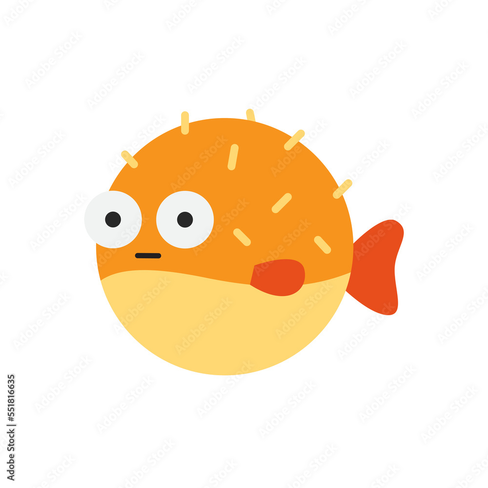 Cute fugu illustration for kids cartoon