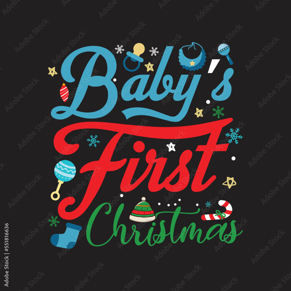 Fototapeta premium Christmas T-Shirt Typography SVG Design Vector File