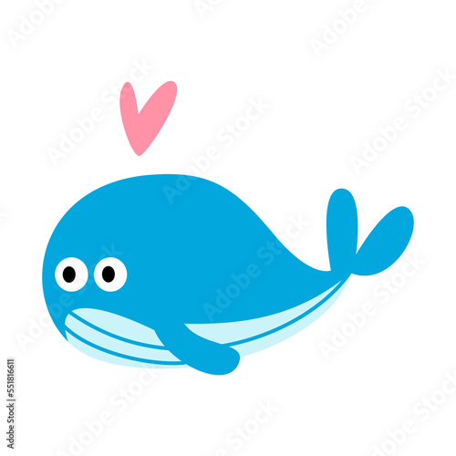 Cute Whale illustration for kids cartoon