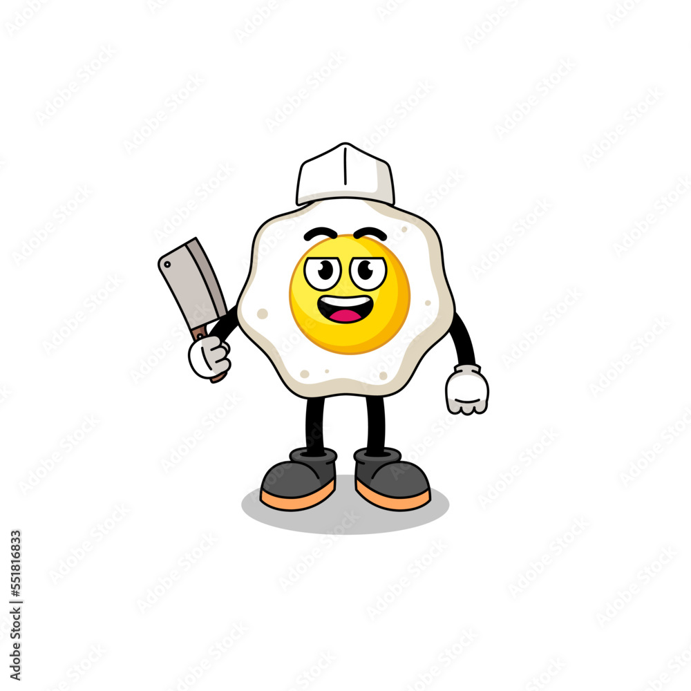 Mascot of fried egg as a butcher Mascot of fried egg as a butcher