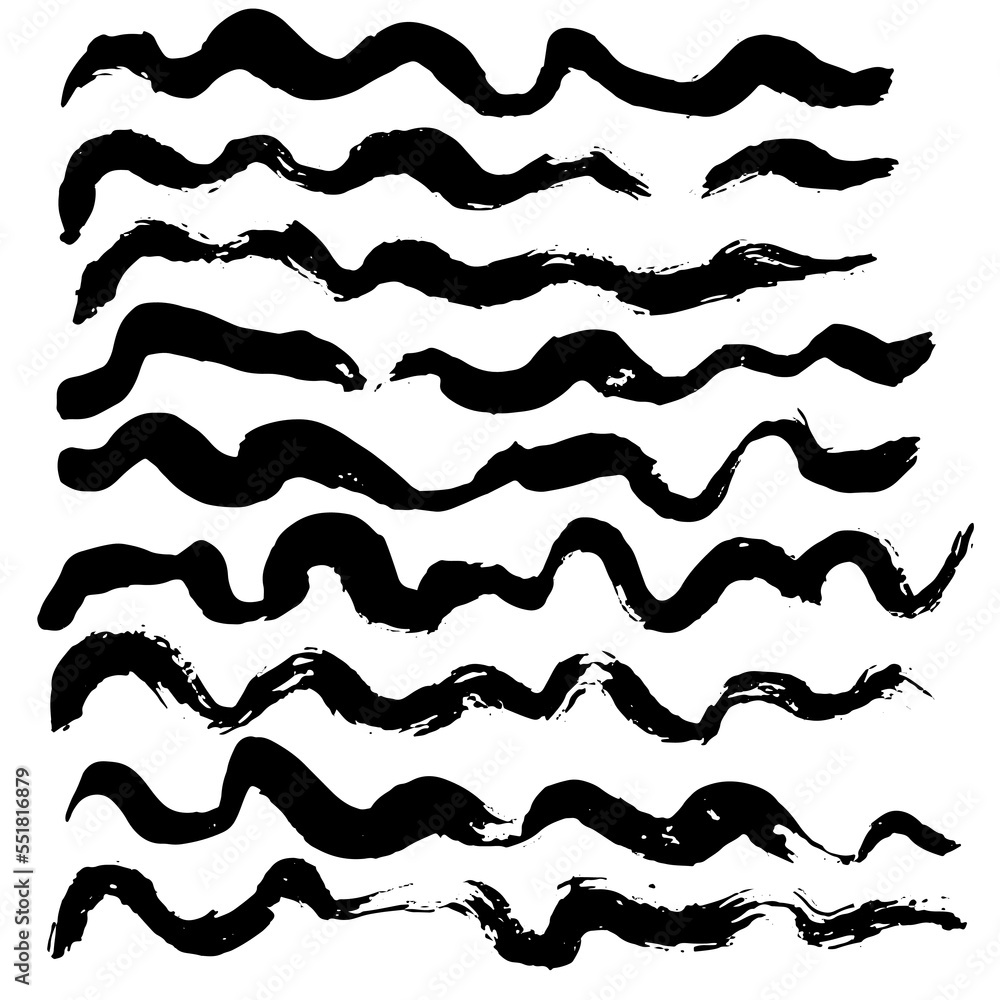 Dry Brush Waves Seamless Vector Black and White Pattern Dry Brush Waves Seamless Vector Black and White Pattern