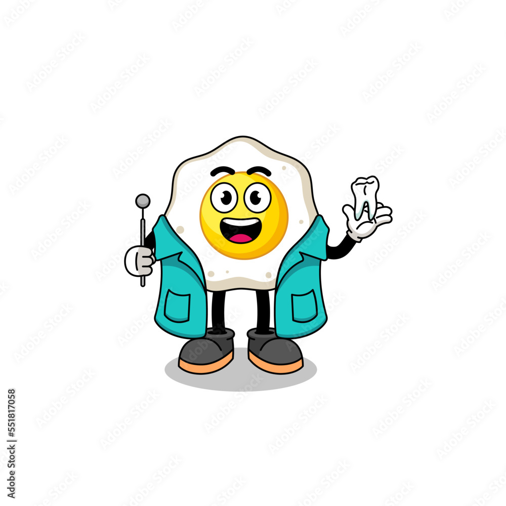 Illustration of fried egg mascot as a dentist