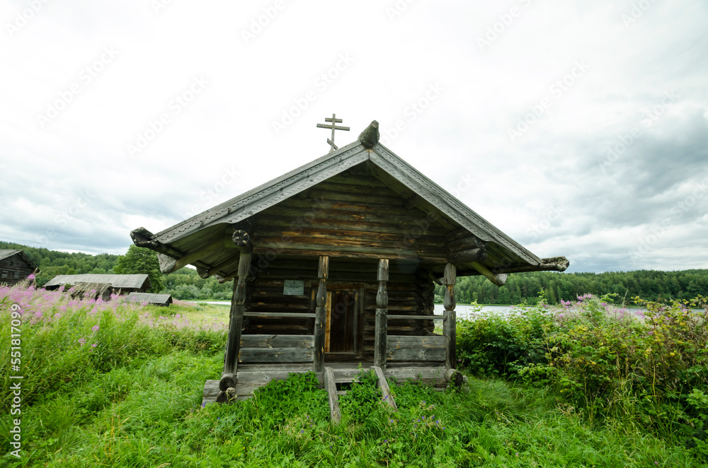 Chapel of St. Andrew the First-Called in the village of Vedyagino (Vidyagino). Russia, Arkhangelsk region, Plesetsky district
