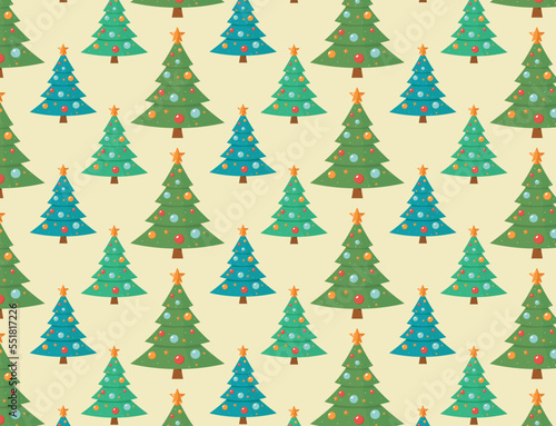 Colorful Christmas seamless vector pattern with Christmas trees. Winter design for gift wrap, wallpaper, home decor, kids clothing, fabric © Ksu Wonder