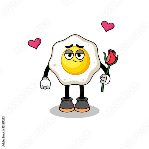 fried egg mascot falling in love