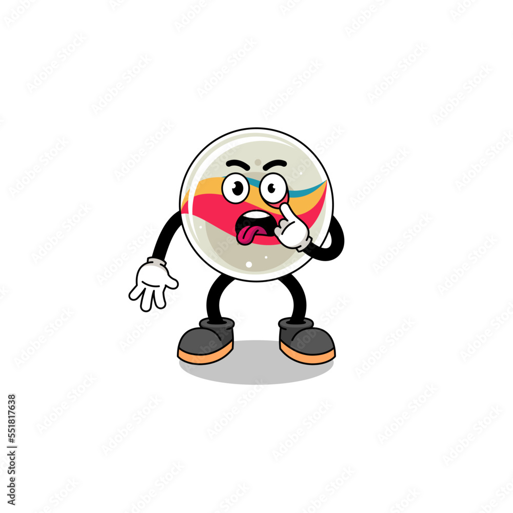 Character Illustration of marble toy with tongue sticking out Character Illustration of marble toy with tongue sticking out