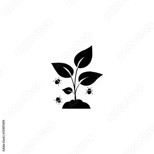Pest plant icon, damage crop for aphid attack, harmful insect, tick or bug, editable stroke vector illustration