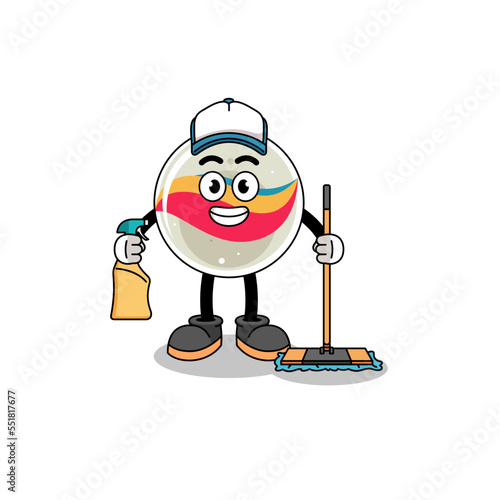 Character mascot of marble toy as a cleaning services