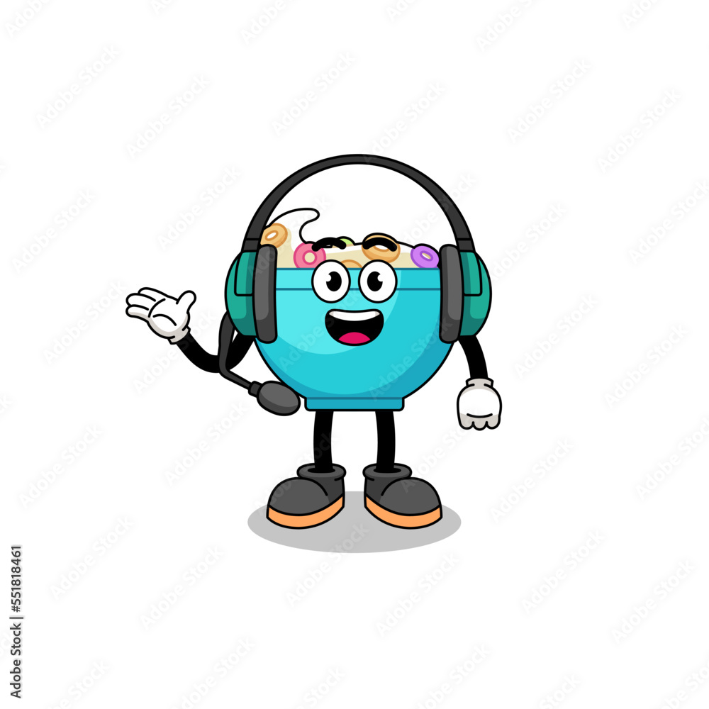 Mascot Illustration of cereal bowl as a customer services Mascot Illustration of cereal bowl as a customer services