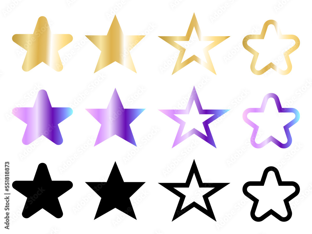Star set vector collection. Stars symbol icon set on a white background vector illustration Star set vector collection. Stars symbol icon set on a white background vector illustration