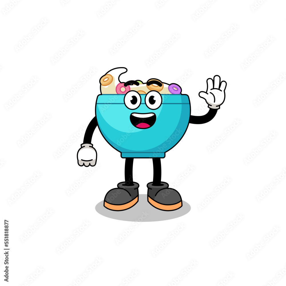 cereal bowl cartoon doing wave hand gesture cereal bowl cartoon doing wave hand gesture
