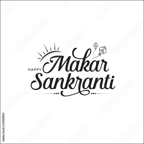 Happy Makar Sankranti Festival Text Typography Design Template