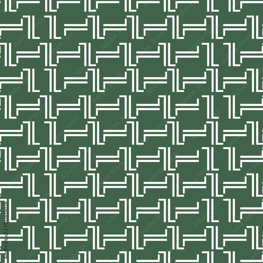 Vector seamless texture with white geometric ornament of letters on a green isolated background. Vector texture with white lettering ornament. White letters, v,p,r,n,t,l,d, on a green isolated backgro Vector seamless texture with white geometric ornament of letters on a green isolated background. Vector texture with white lettering ornament. White letters, v,p,r,n,t,l,d, on a green isolated backgro