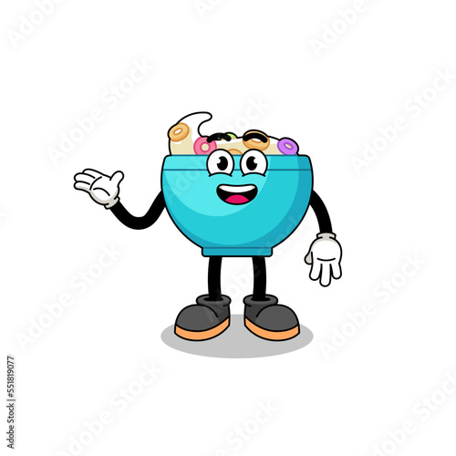 cereal bowl cartoon with welcome pose