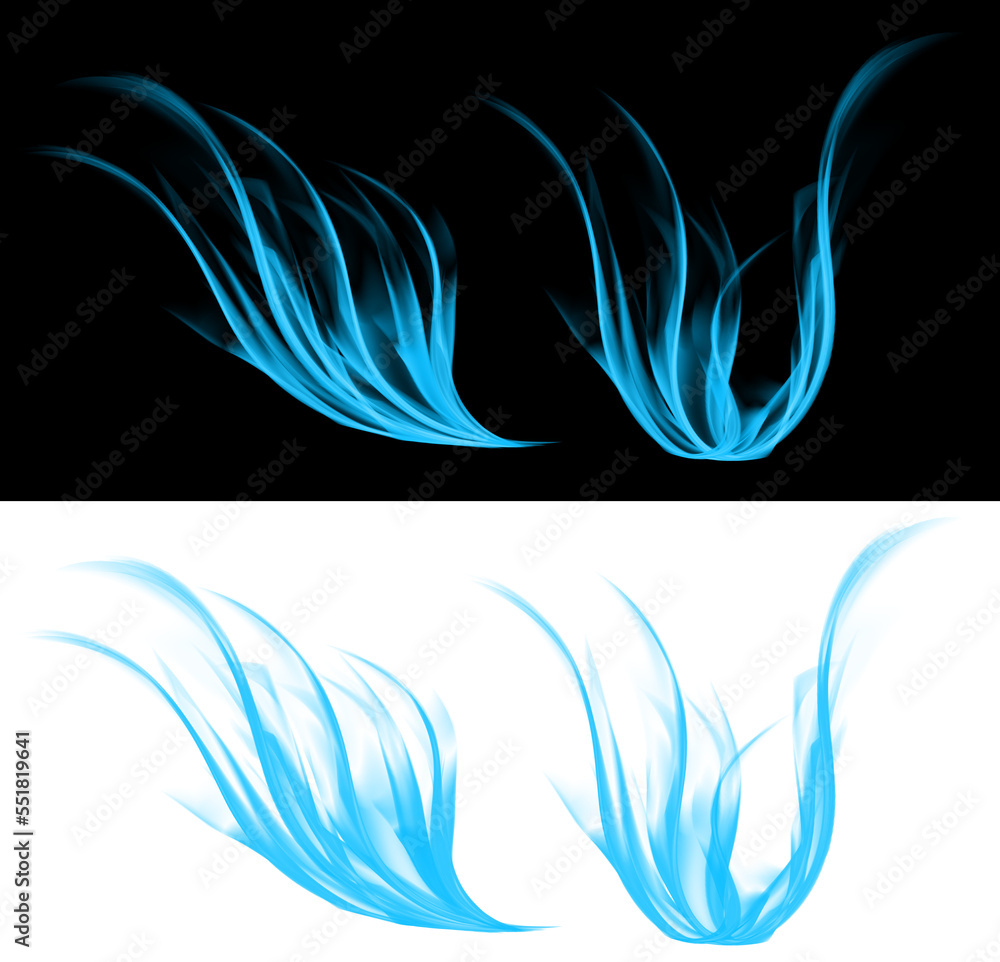 blue flame effect with transparent background Stock Illustration