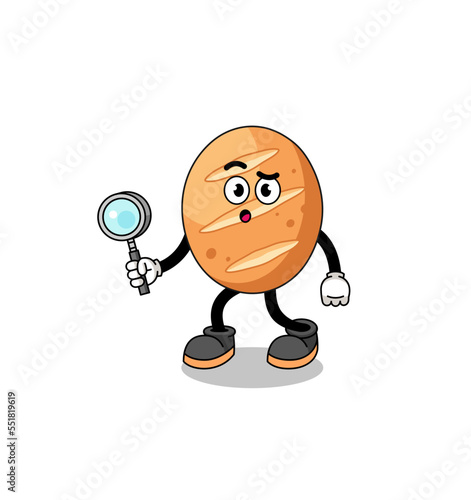 Mascot of french bread searching