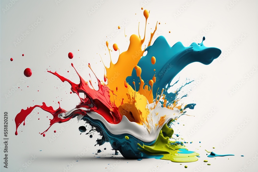 exploded colored paint on bright background Royalty-free fictitious ...