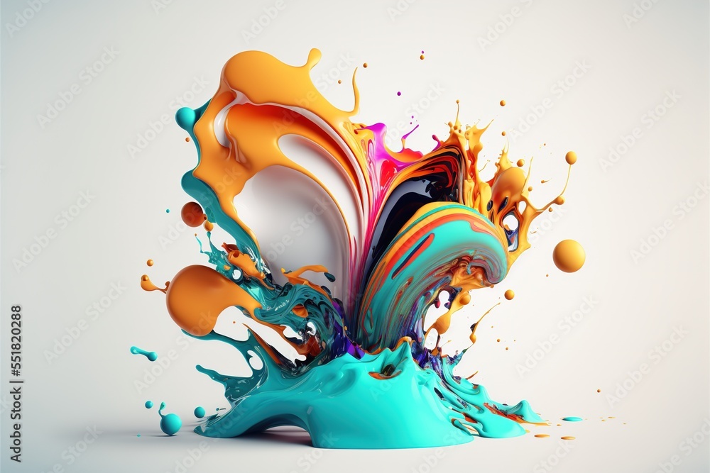 exploded colored paint on bright background Royalty-free fictitious ...