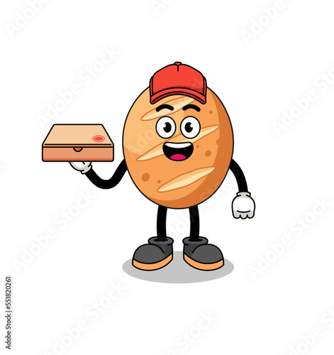 french bread illustration as a pizza deliveryman