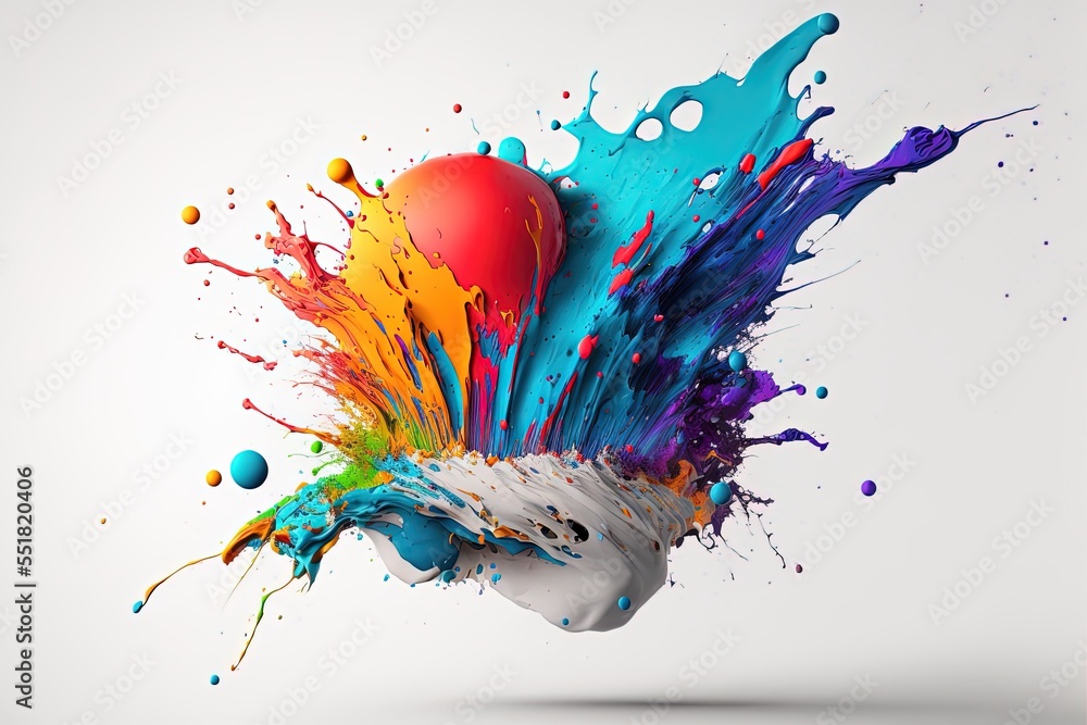 exploded colored paint on bright background Royalty-free fictitious ...