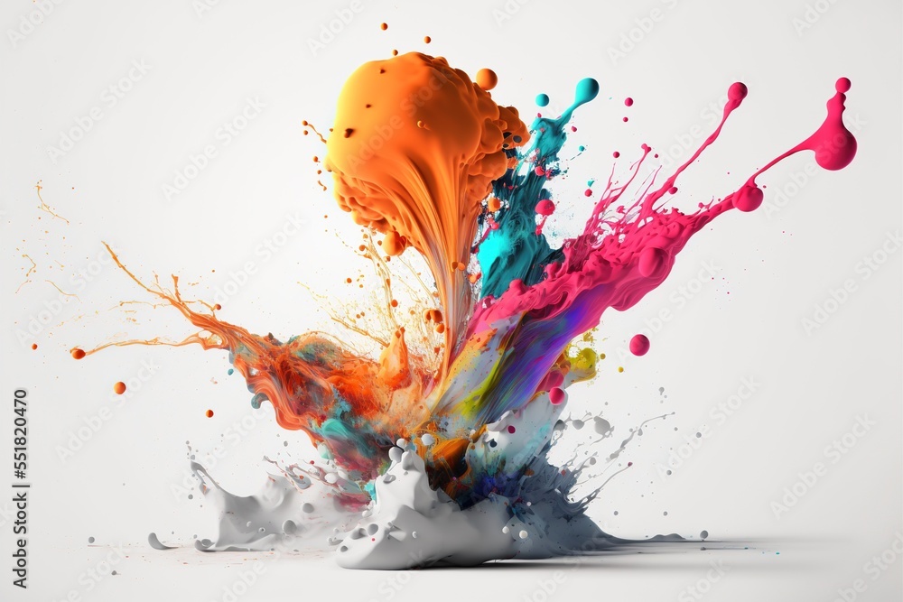 exploded colored paint on bright background Royalty-free fictitious ...