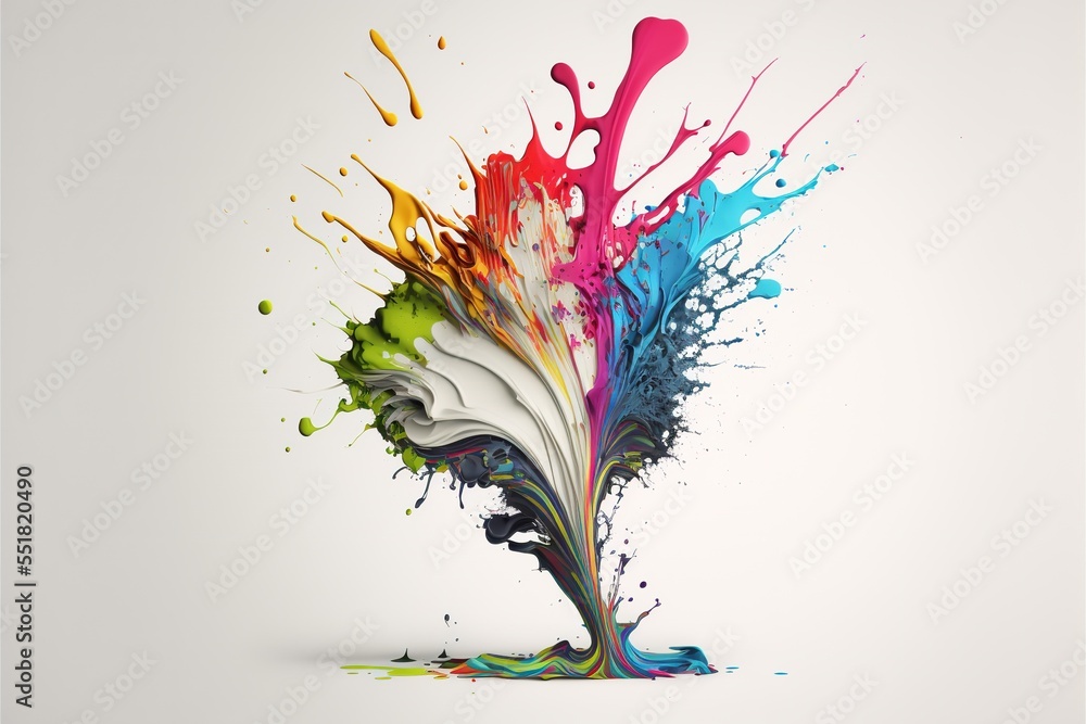 exploded colored paint on bright background Royalty-free fictitious ...
