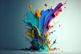 exploded colored paint on bright background Royalty-free fictitious generative AI artwork that doesn't exist in real life.