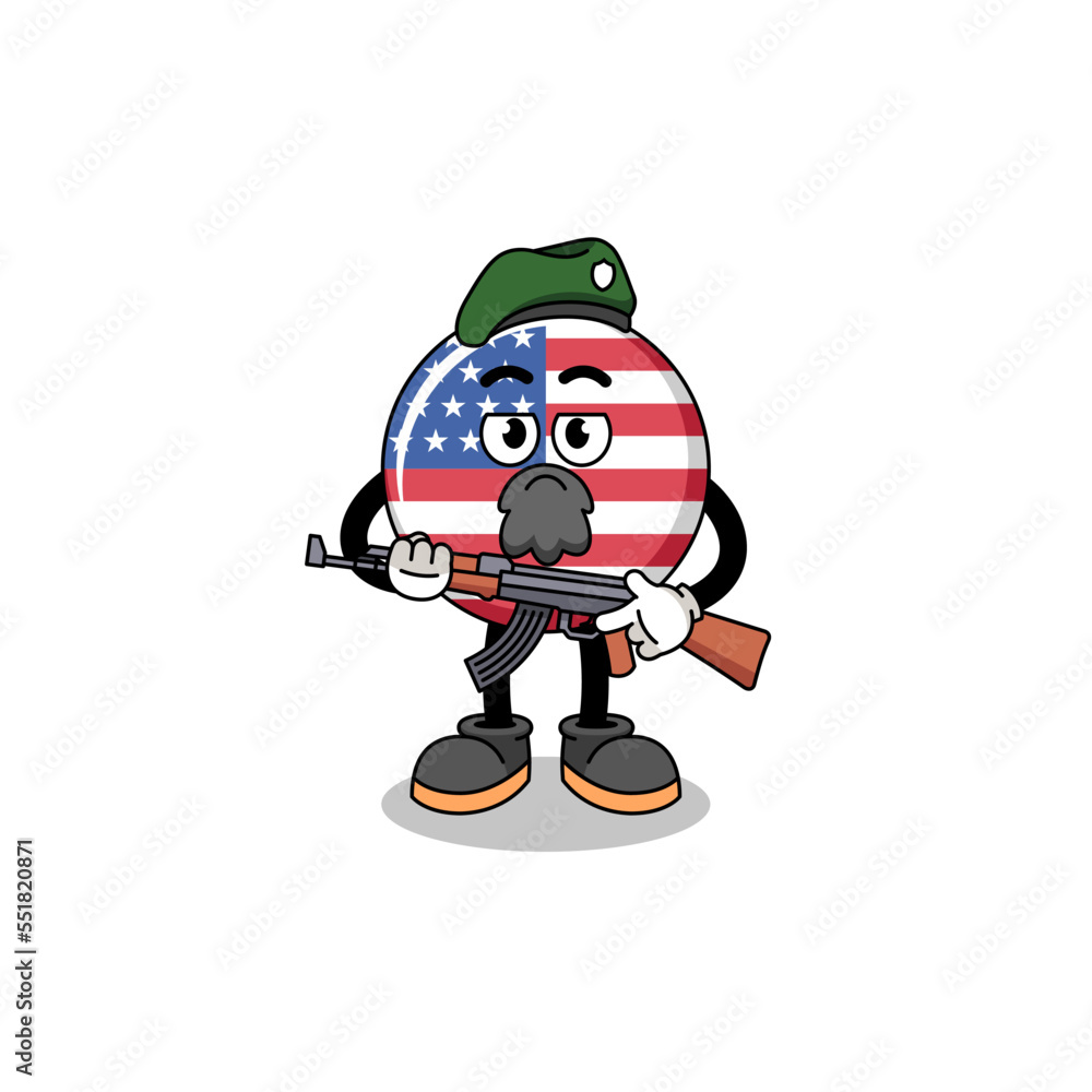 Character cartoon of united states flag as a special force Character cartoon of united states flag as a special force