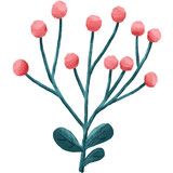 Branch of red flower blossom in pastel color for decorative element	