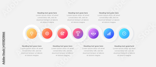 Seven 7 Steps Options Circle Timeline Business Infographic Modern Design Template