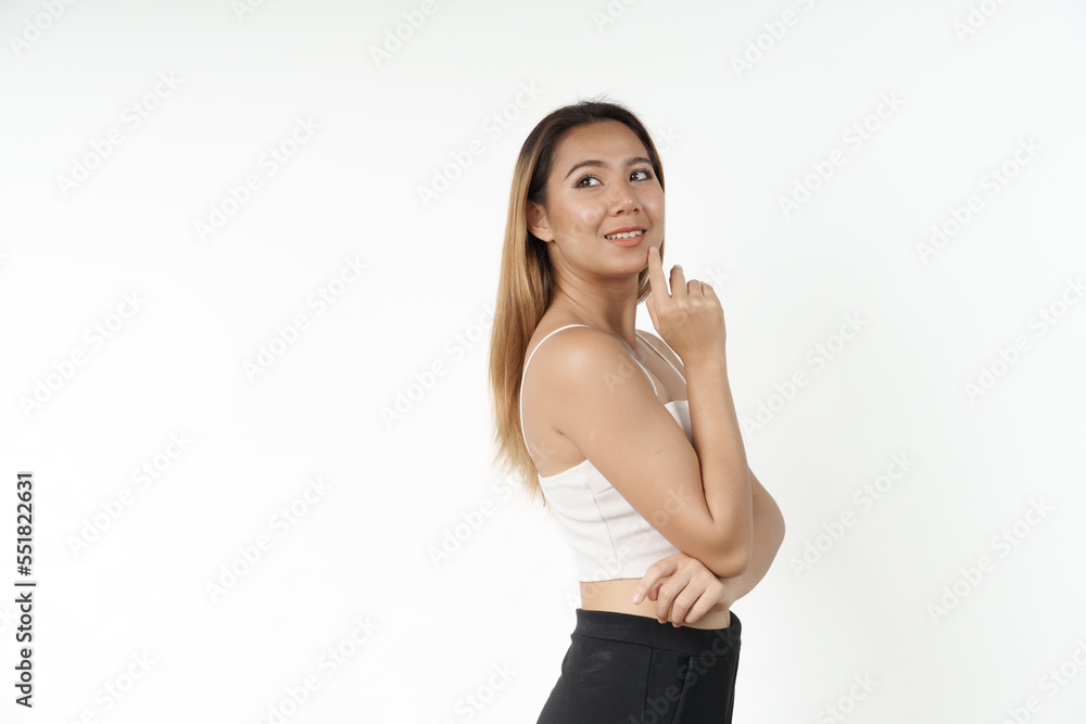 Happy pretty young asian woman smiling isolated on white background, gorgeous girl beauty and cosmetology stomatology concept Happy pretty young asian woman smiling isolated on white background, gorgeous girl beauty and cosmetology stomatology concept