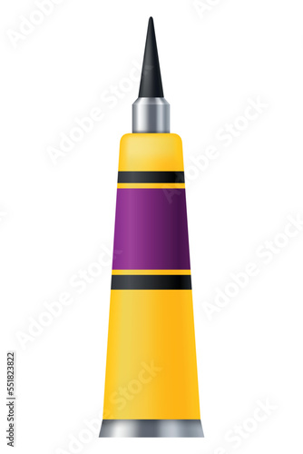 Glue tube. Plastic container of office supplies collection. Types adhesive product. Vector packaging design illustration