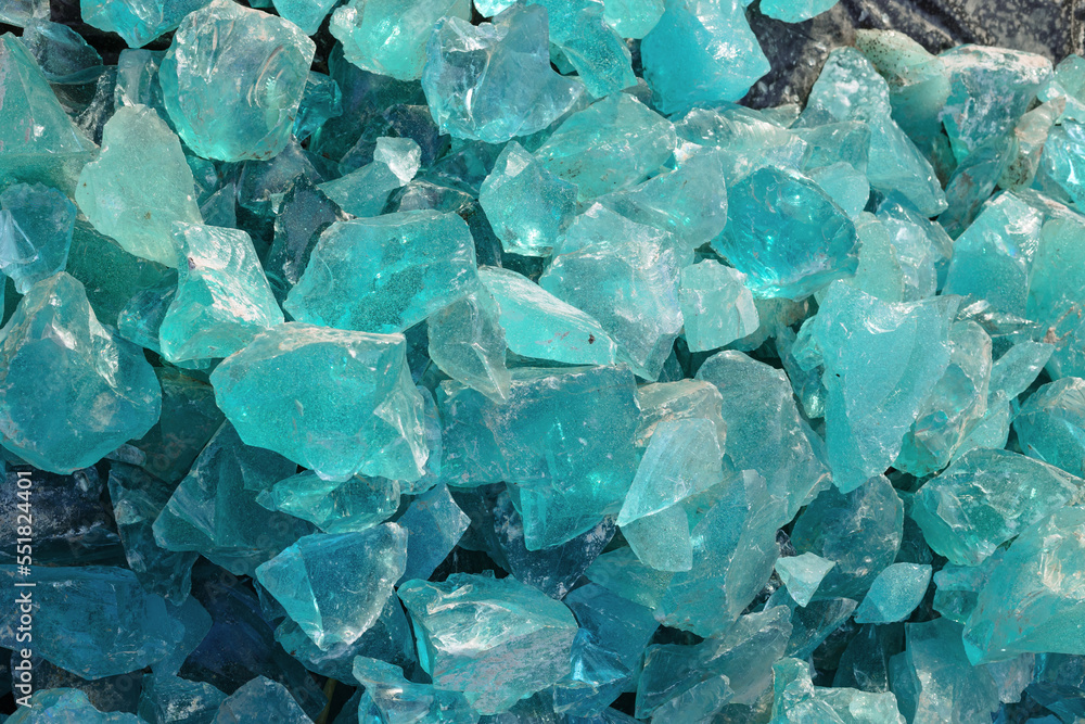 Many different decorative aquamarine crystal stone for decoration in landscape design. Many different decorative aquamarine crystal stone for decoration in landscape design.