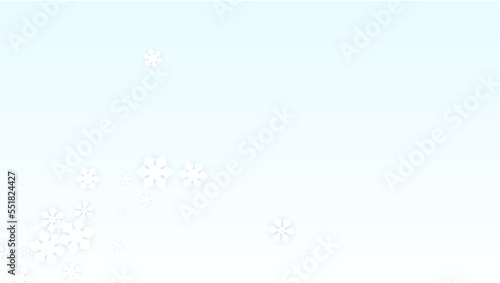 Christmas  Vector Background with Falling Snowflakes. Isolated on Red Background. Realistic Snow Sparkle Pattern. Snowfall Overlay Print. Winter Sky. Papercut Snowflakes.
