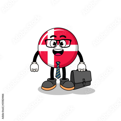 denmark flag mascot as a businessman
