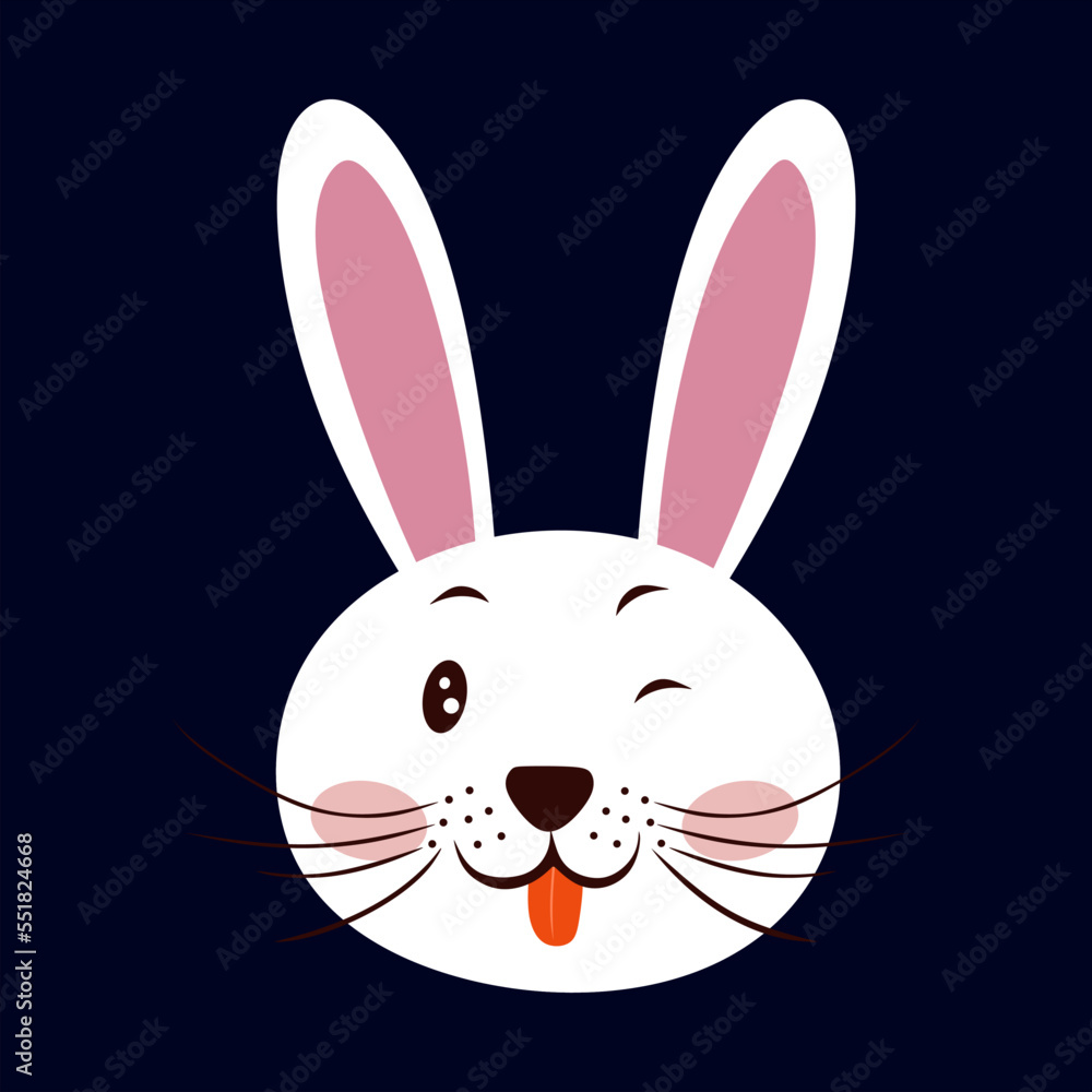 Winking rabbit illustration. funny winking cartoon bunny. Cute Bunny in ...