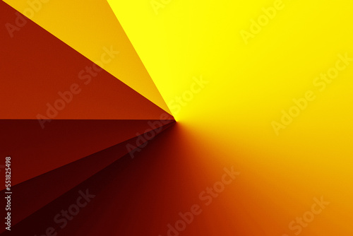 Yellow orange red brown modern abstract background for design. Geometric shape. Triangles, lines, stripes. Futuristic. Gradient. Clock, business, time concept. Bright colors, colorful. Web banner.
