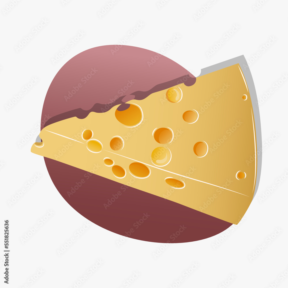 Vector illustration of piece of cheese isolated on white and pink. Vector illustration of piece of cheese isolated on white and pink.