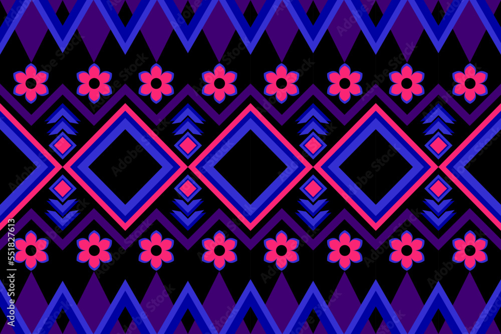 Geometric neon ethnic oriental pattern traditional Design for background,carpet,wallpaper,clothing,wrapping,fabric,Vector illustration.embroidery style.