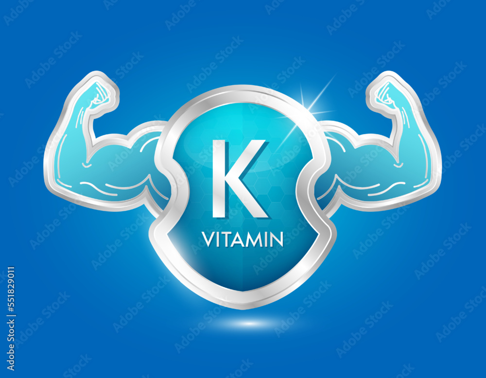 label shield aluminum vitamin K blue with arm muscles strong. Protection body stay healthy. Silver shield label sticker icon 3d isolated realistic for nutrition products food. Vector illustrator. label shield aluminum vitamin K blue with arm muscles strong. Protection body stay healthy. Silver shield label sticker icon 3d isolated realistic for nutrition products food. Vector illustrator.