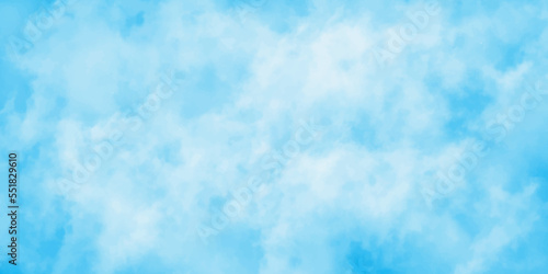 Abstract Blue watercolor sky background.hand paint splash stain backdrop banner illustration.light blue Soft clouds in blue sky watercolor background.