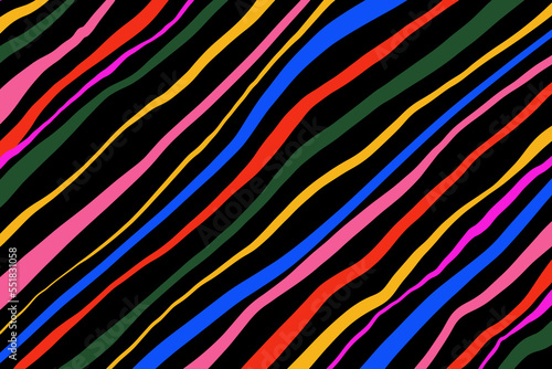 Abstract stripe pattern background with colorful line art. Trendy wallpaper design