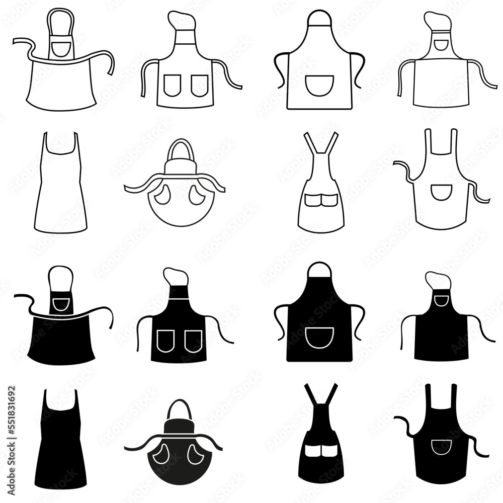 Apron icon vector set. Robe illustration sign collection. pinafore symbol or logo. Apron icon vector set. Robe illustration sign collection. pinafore symbol or logo.