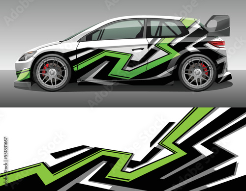 Car wrap vinyl racing decal ornament. Abstract geometric striped sport background design print template. Vector illustration.