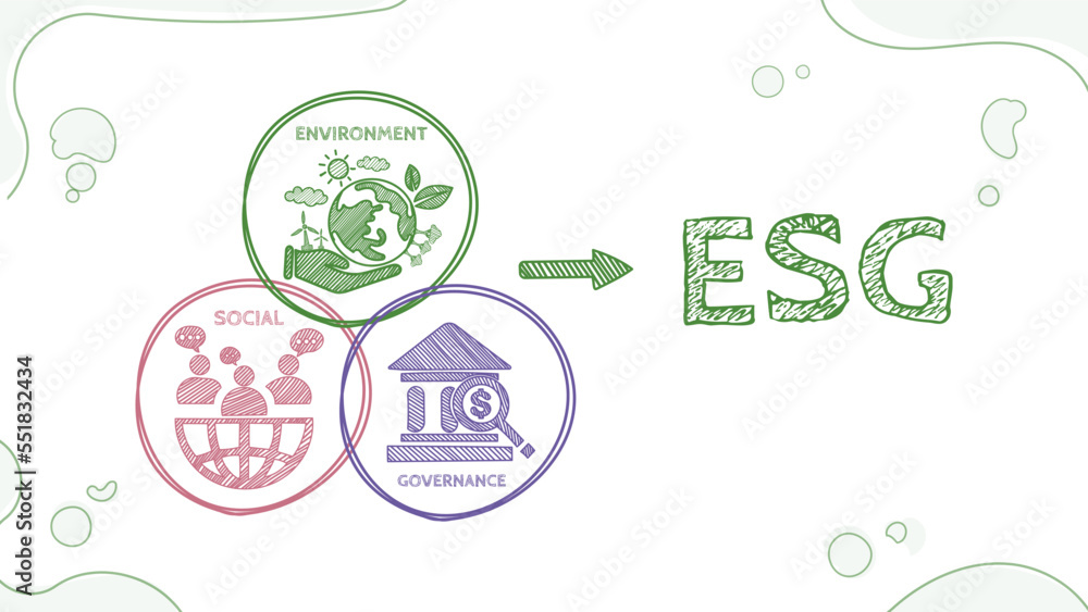 ESG concept icon for business and organization, Environment, Social, Governance and sustainability development concept with venn diagram, vector illustration