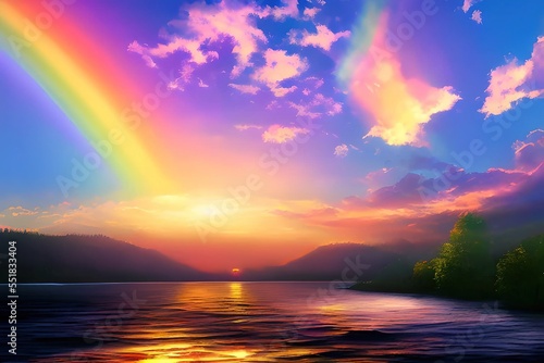 2502227947-mdjrny-v4 style Sky and rainbow background_     frame  border  ugly  fat  overweight   long neck   bad quality  error 