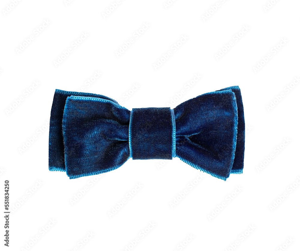 Beautiful blue velvet gift bow isolated on white Beautiful blue velvet gift bow isolated on white